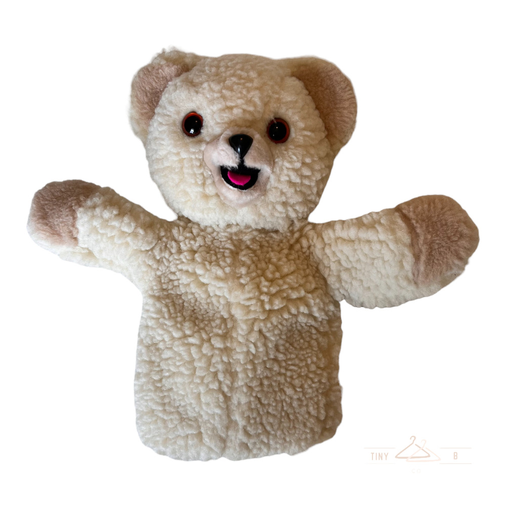 Vtg Snuggle Bear Russ Berrie Promotional Plush Hand Puppet Stuffed Animal 1986